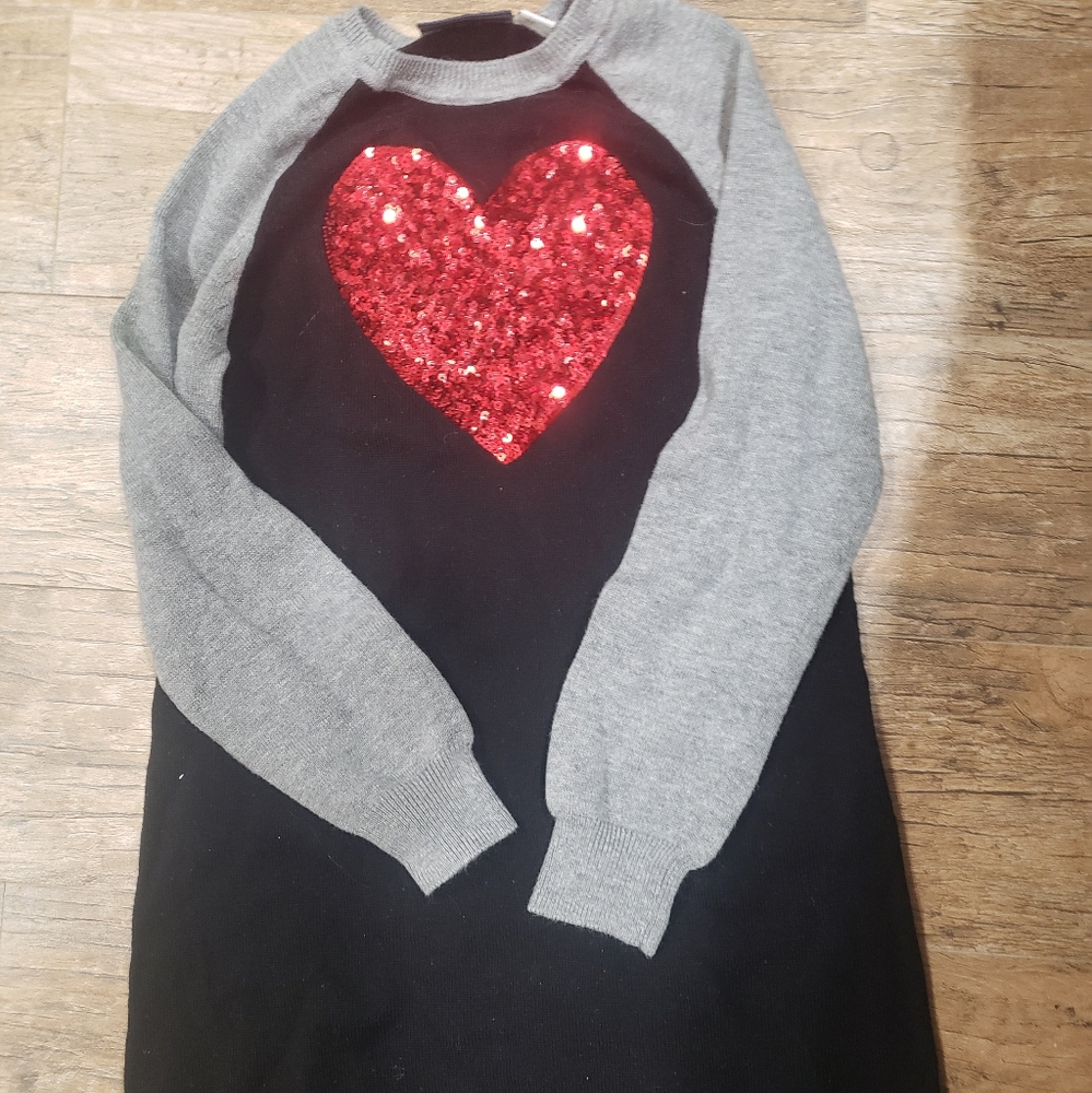 Beautiful sequin Valentines heart sweater dress